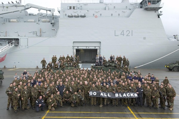 Members of HMNZS Canterbury and Whiskey Company 